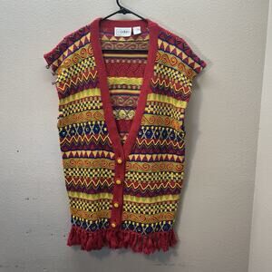 Cedars Vintage Beaded Embroidered Knit Sweater Vest Retro Grannycore Boho Indie